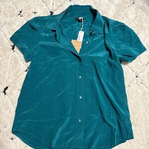 NWT J. Crew 100% Silk Teal Blouse